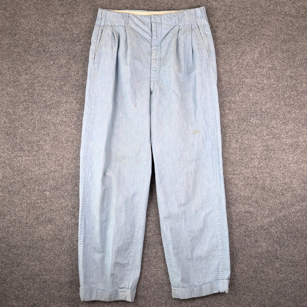 Vintage 50s Hercules Utility Pants Mens 32x32 Sail Cloth Drop Loop Gusset Chino
